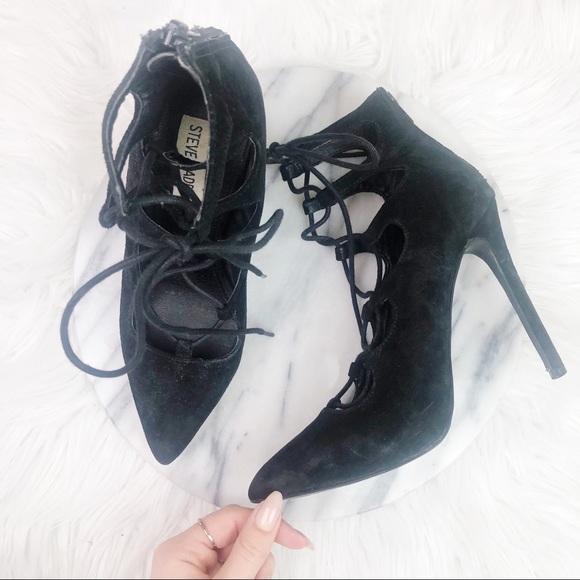 Steve Madden Yeskia Black Suede Heels - Picture 5 of 8